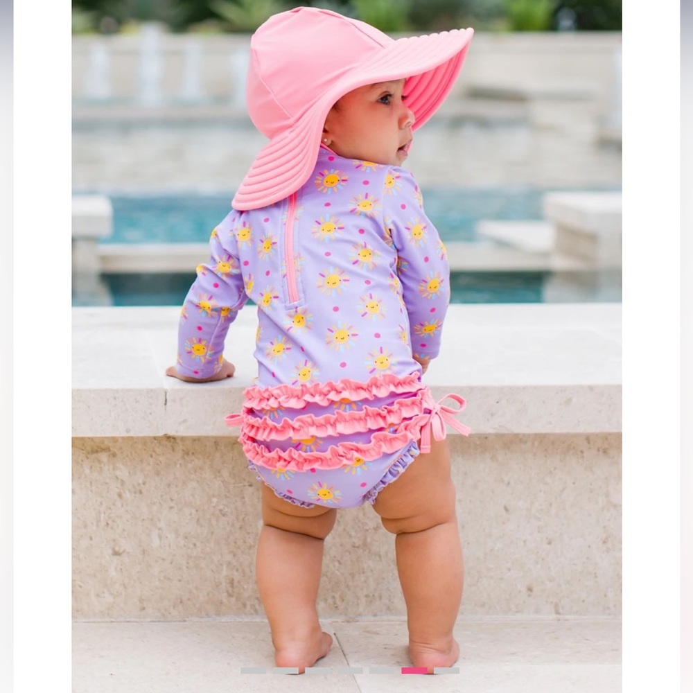 Ruffle Butts Long Sleeve One Peice Swimsuit 3-6 months